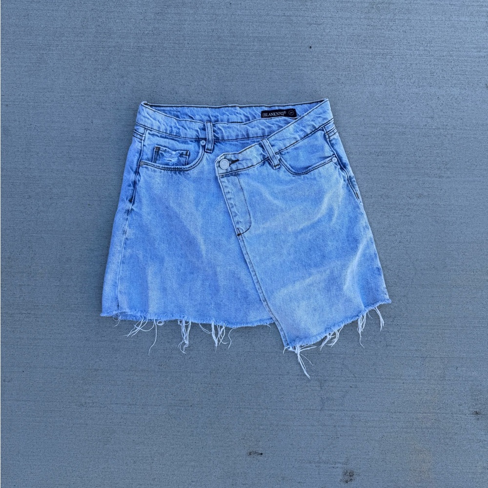 BLANK NYC Asymmetrical Denim Mini Skirt